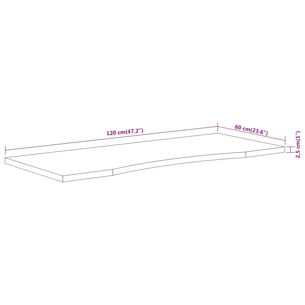 tömör akácfa téglalap alakú asztallap 120 x 60 x 2,5 cm