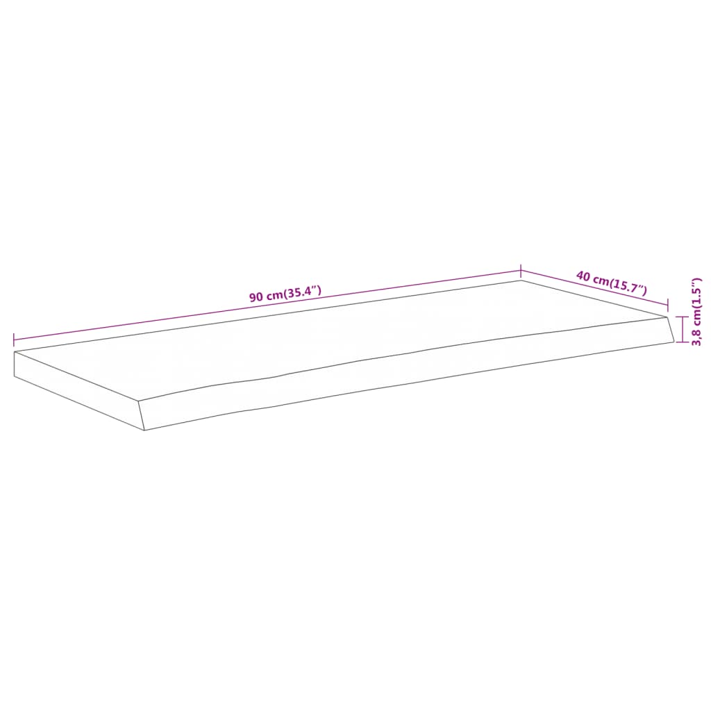 tömör akácfa téglalap alakú asztallap 90 x 40 x 3,8 cm