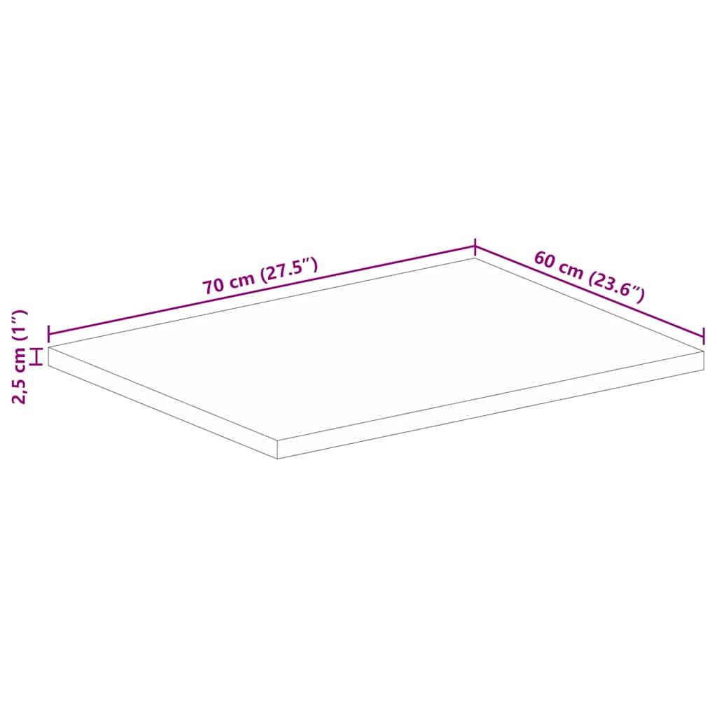 tömör nyers mangófa téglalap alakú asztallap 70x60x2,5 cm