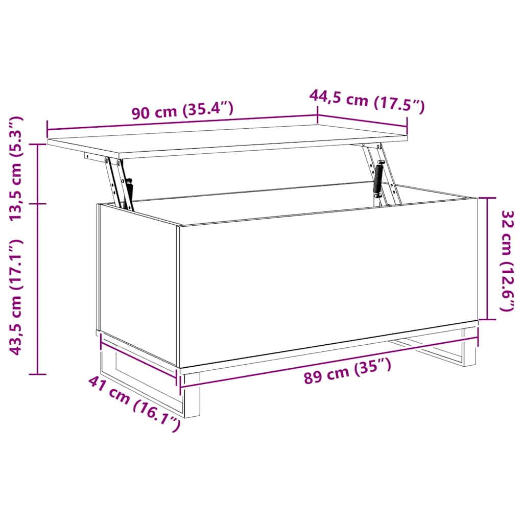 fekete szerelt fa dohányzóasztal 90x44,5x45 cm