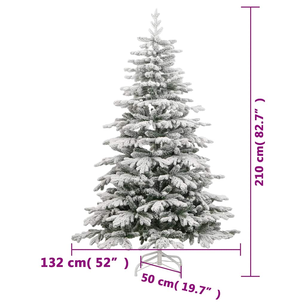 csuklópántos műkarácsonyfa hóval 210 cm