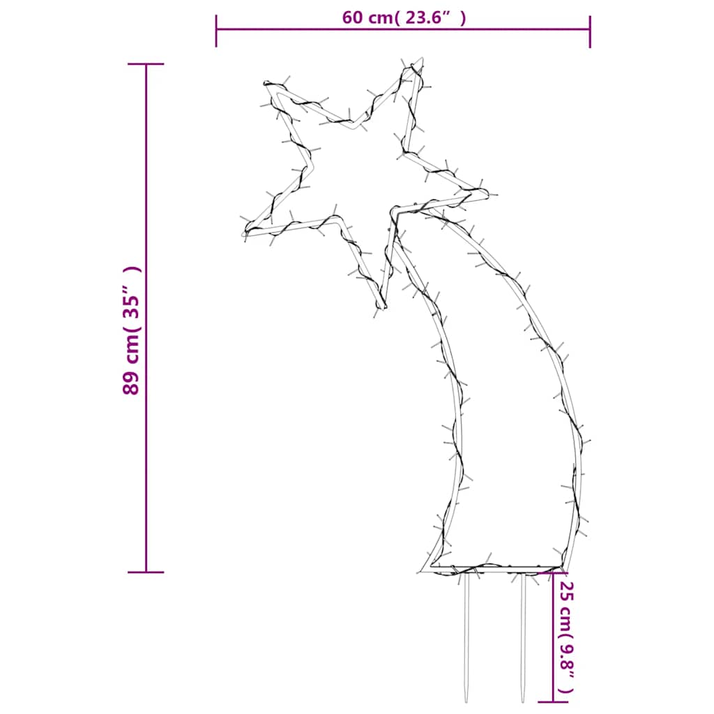 karácsonyi hullócsillag fénydekoráció cövekekkel 115 LED 89 cm