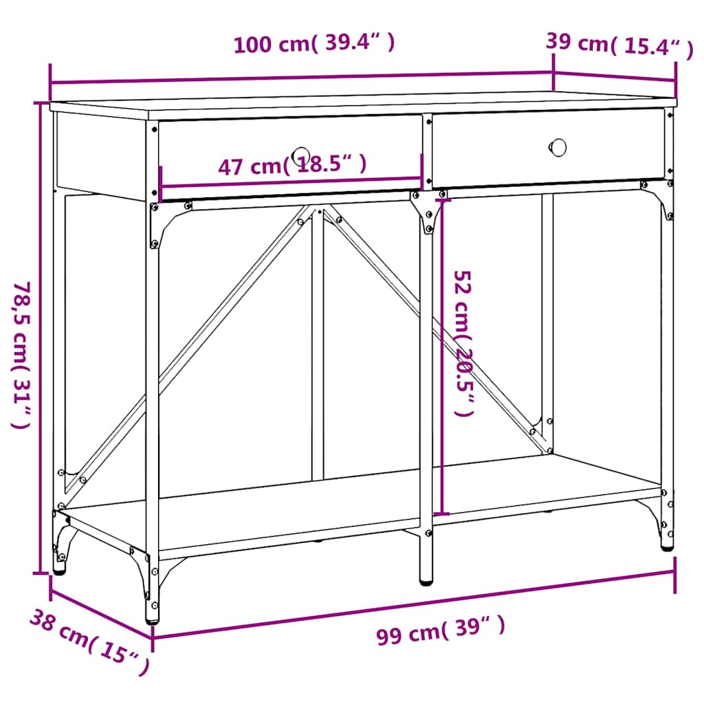 fekete szerelt fa tálalóasztal 100 x 39 x 78,5 cm