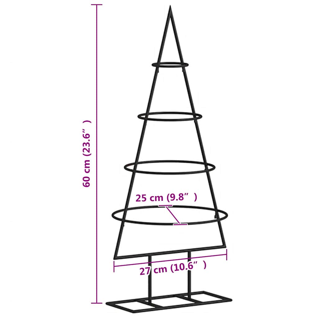 fekete fém karácsonyfa dekorációhoz 60 cm
