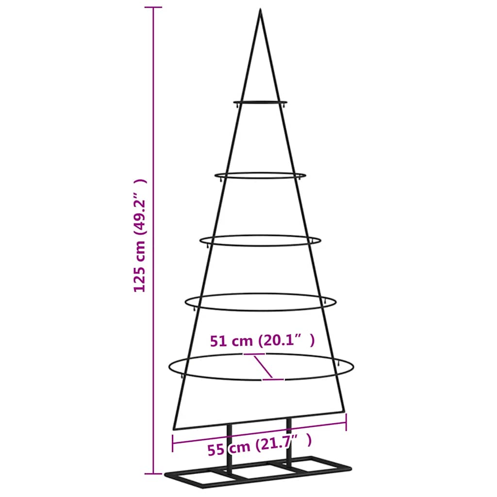 fekete fém karácsonyfa dekorációhoz 125 cm