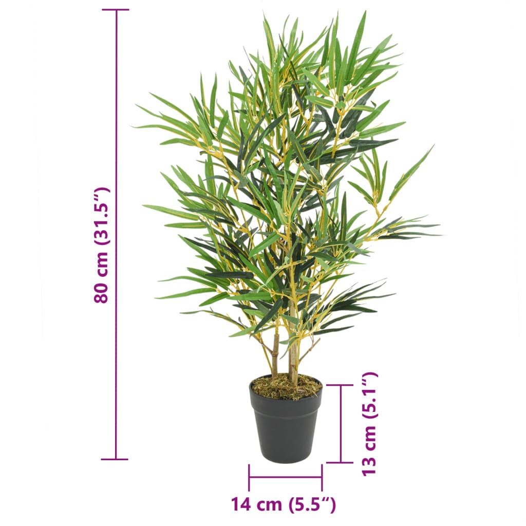 zöld mű bambuszfa 368 levéllel 80 cm