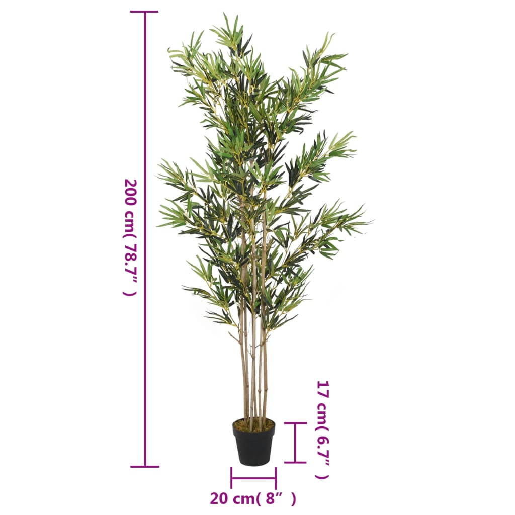 zöld mű bambuszfa 1380 levéllel 200 cm