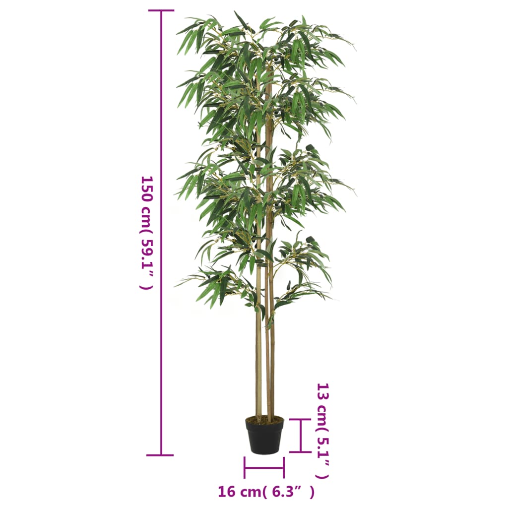 zöld mű bambuszfa 988 levéllel 150 cm