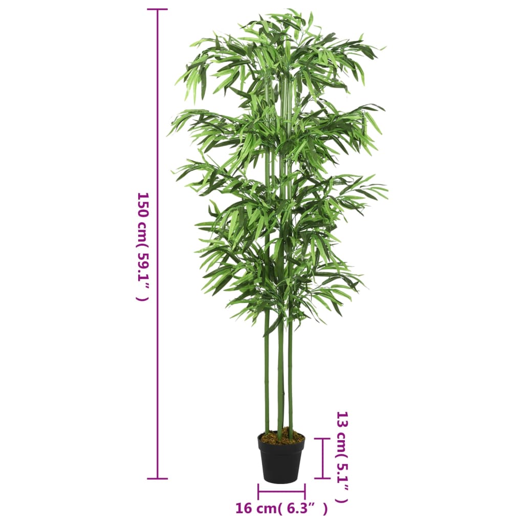 zöld mű bambuszfa 576 levéllel 150 cm