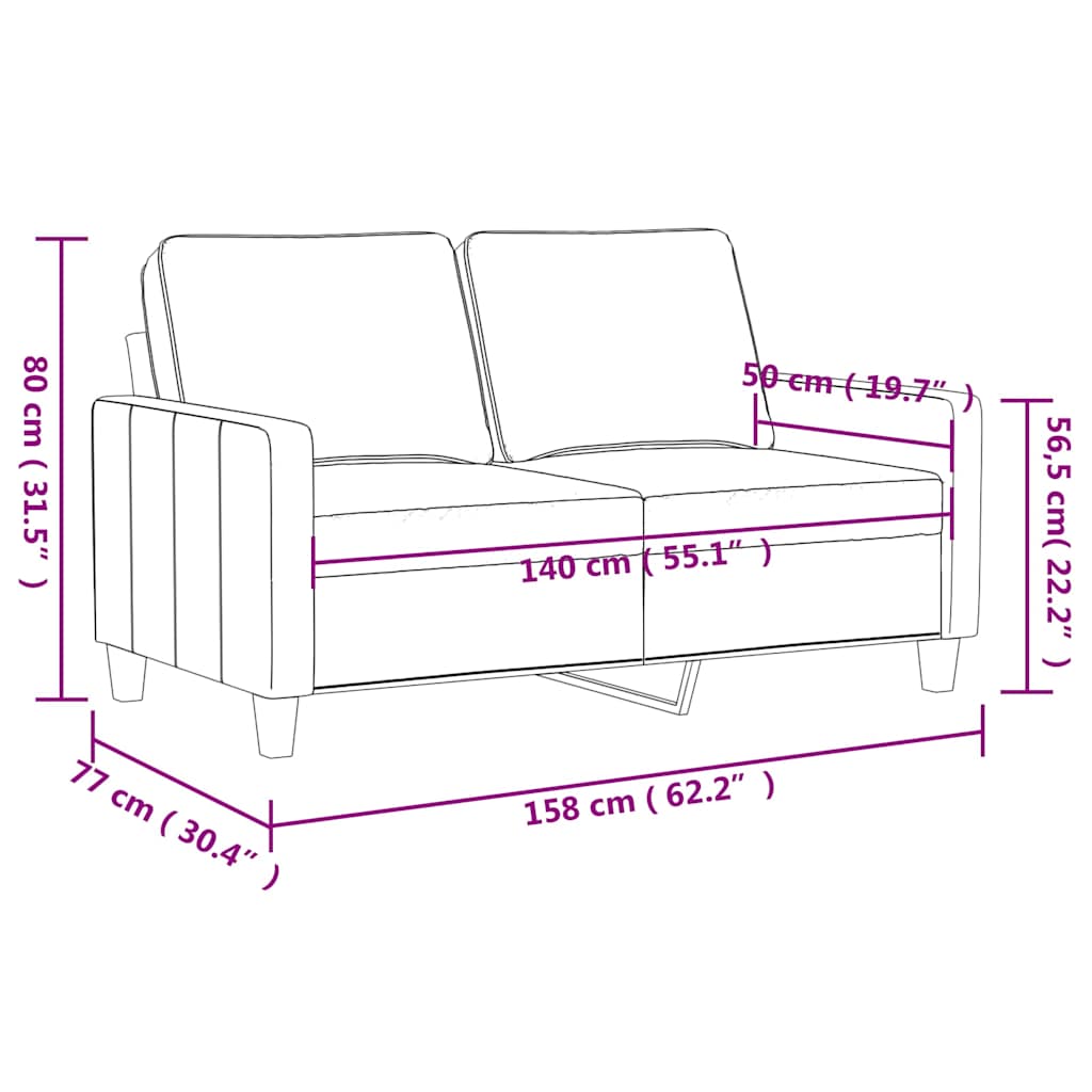 kétszemélyes krémszínű bársony kanapé 140 cm