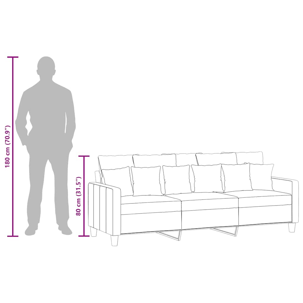 3 személyes fekete szövetkanapé 180 cm