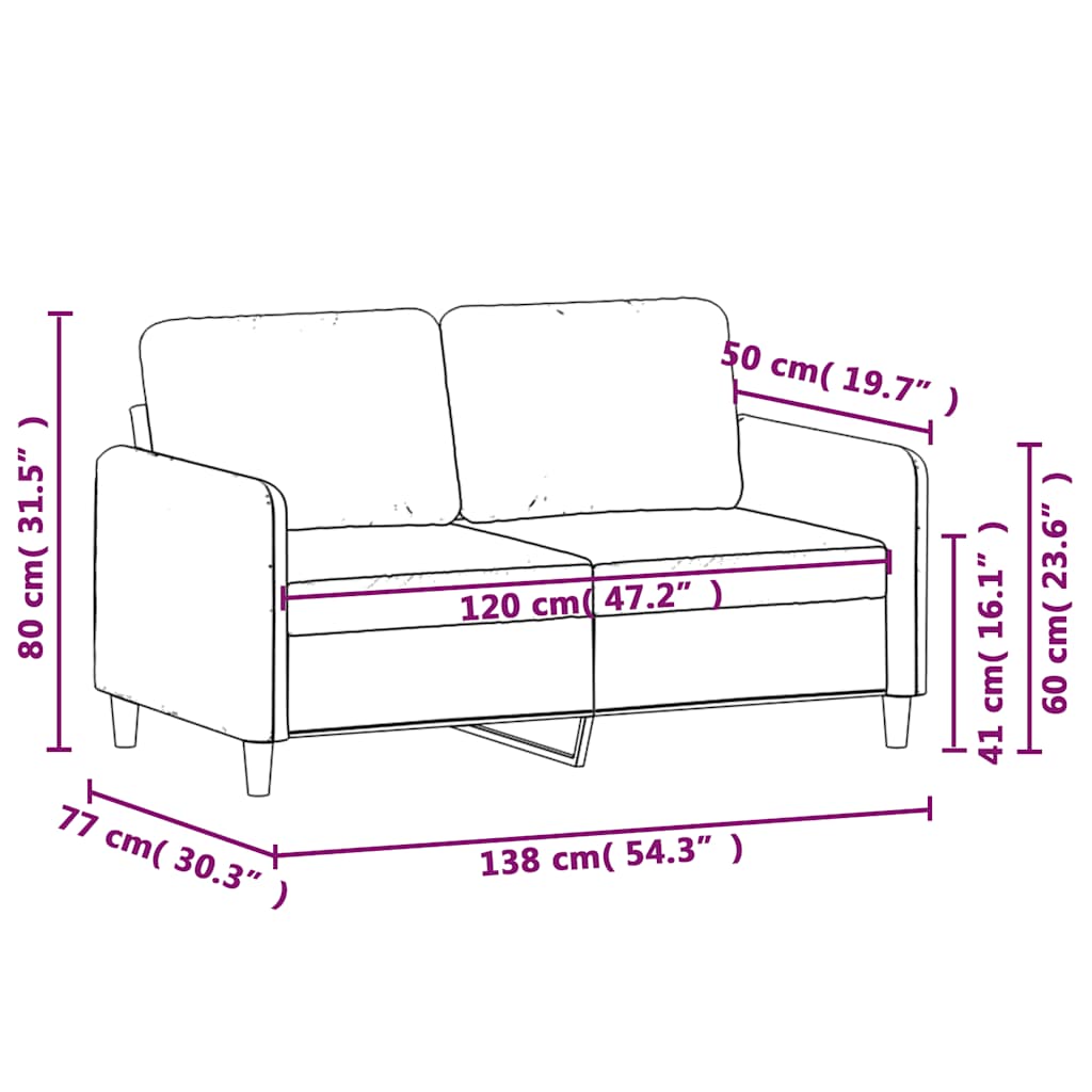 kétszemélyes barna bársony kanapé 120 cm