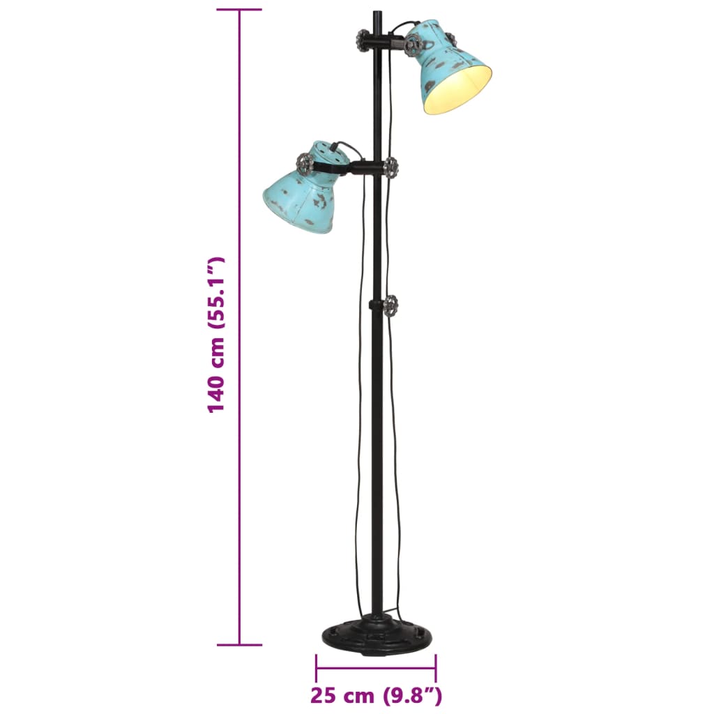kopott kék állólámpa 25 W 25x25x90/140 cm E27