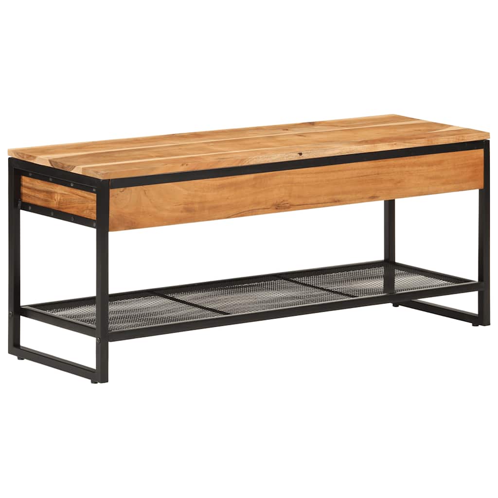 tömör akácfa és vas cipőpad 110 x 35 x 45 cm
