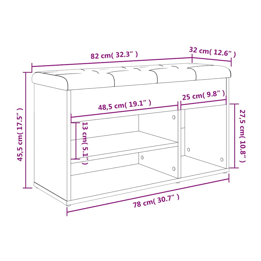 betonszürke szerelt fa cipőtároló pad 82 x 32 x 45,5 cm