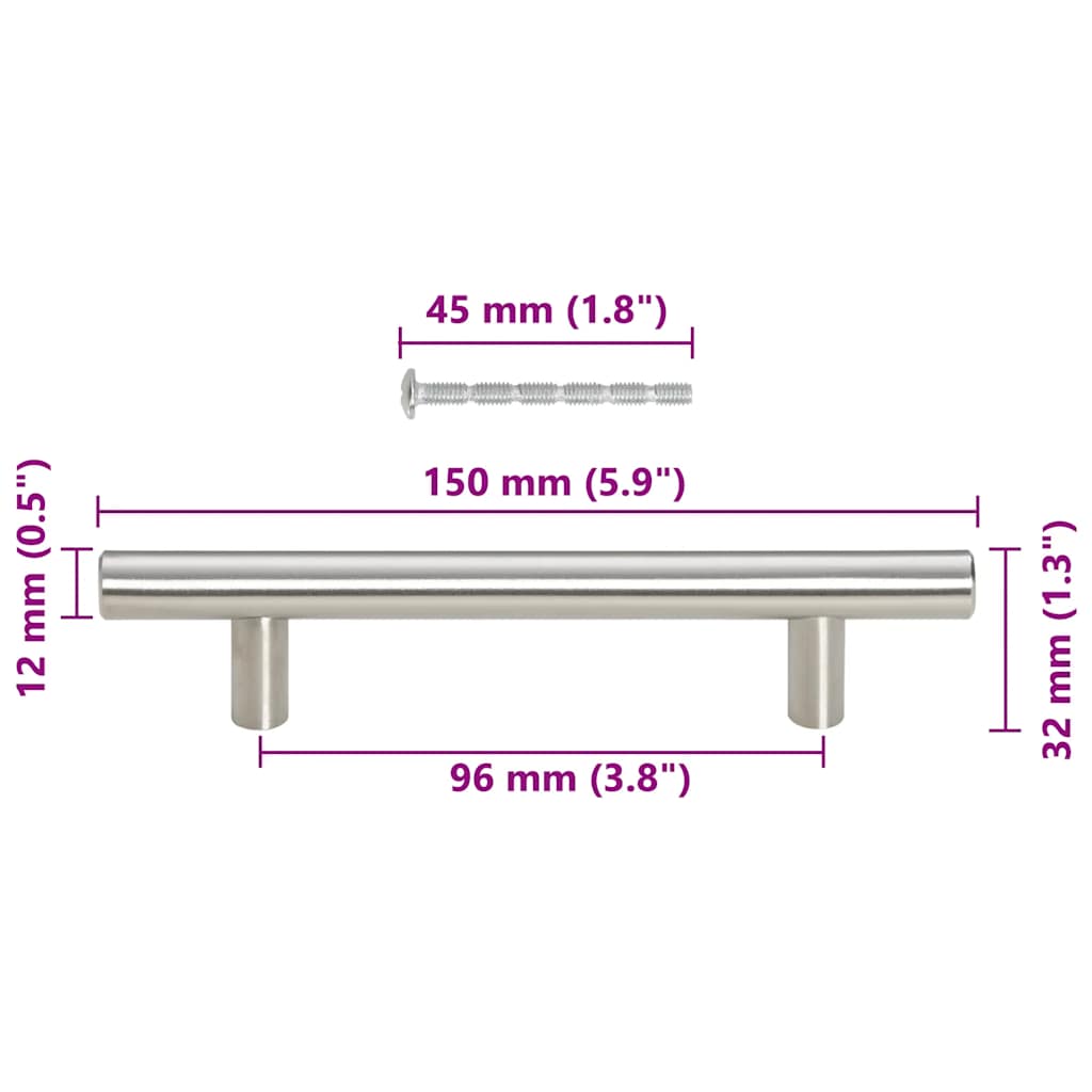 10 db ezüst rozsdamentes acél szekrényfogantyú 96 mm