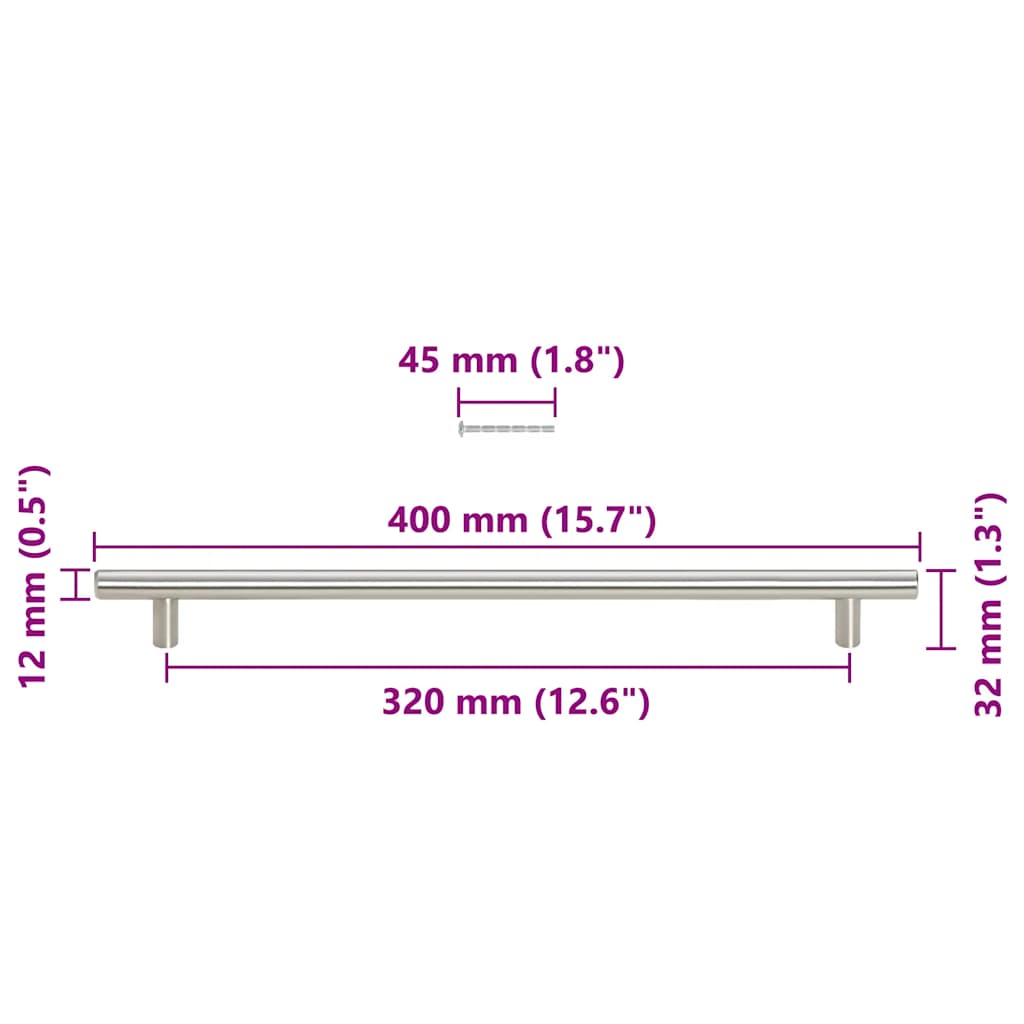 5 db ezüst rozsdamentes acél szekrényfogantyú 320 mm