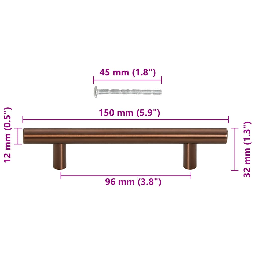 10 db bronz rozsdamentes acél szekrényfogantyú 96 mm
