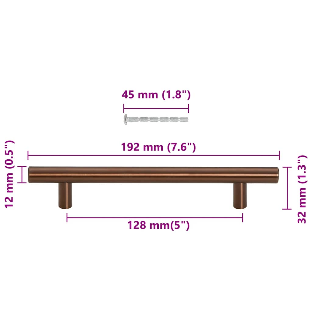 10 db bronz rozsdamentes acél szekrényfogantyú 128 mm