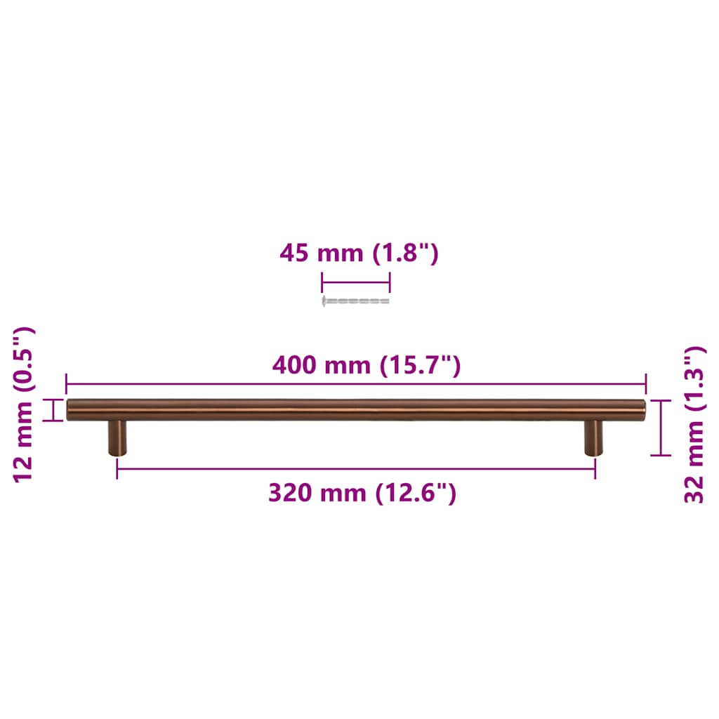5 db bronz rozsdamentes acél szekrényfogantyú 320 mm