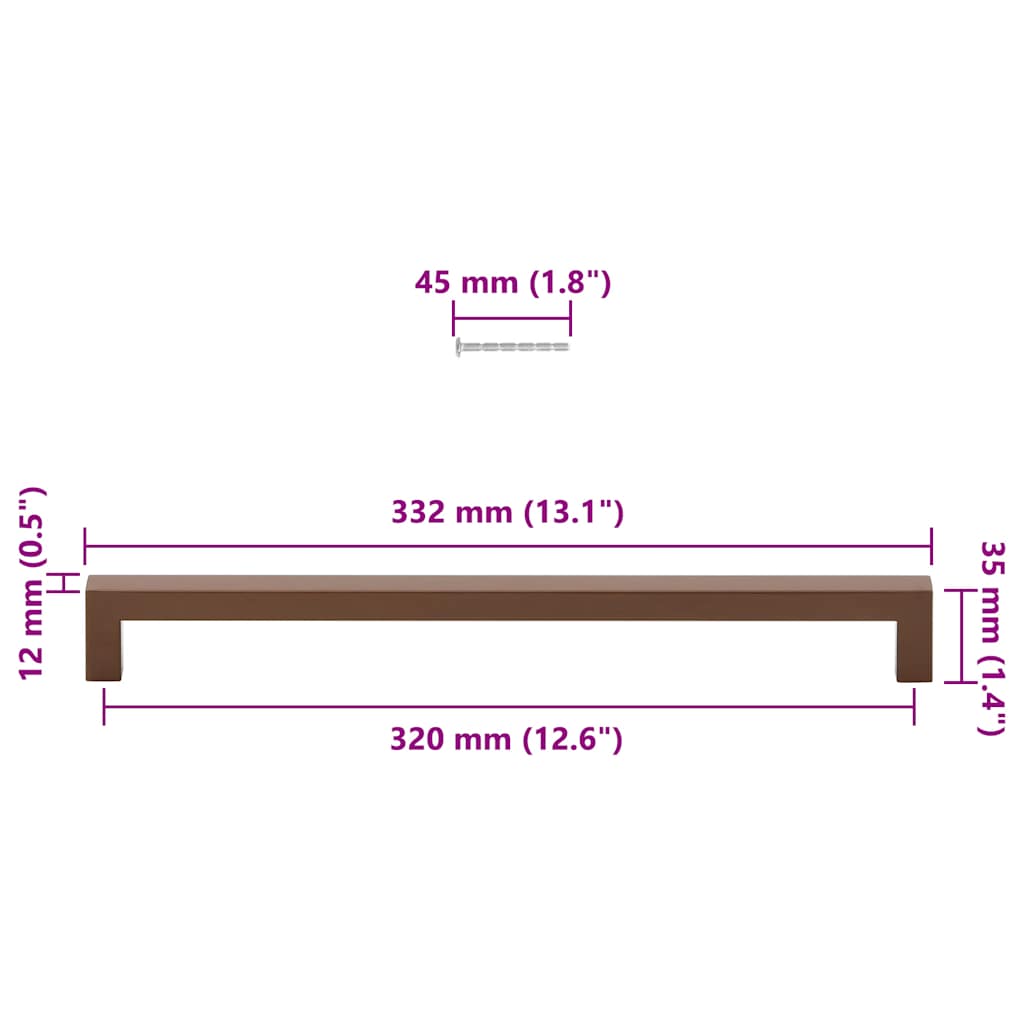 5 db bronz rozsdamentes acél szekrényfogantyú 320 mm