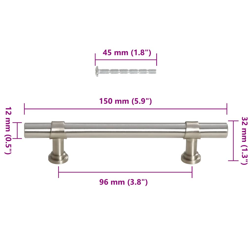 10 db ezüst rozsdamentes acél szekrényfogantyú 96 mm