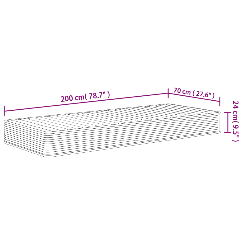 közepesen puha habmatrac 70x200 cm