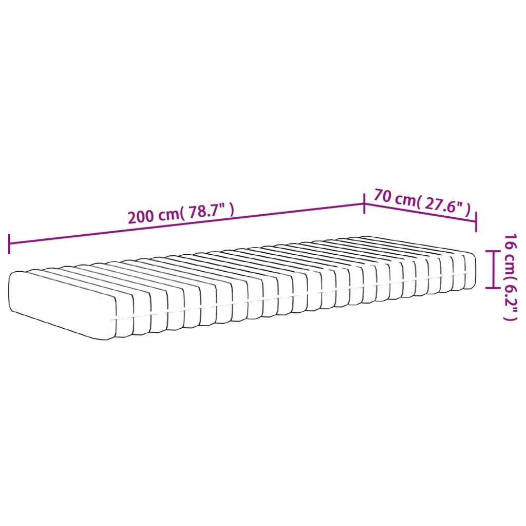 közepesen puha habmatrac 70x200 cm