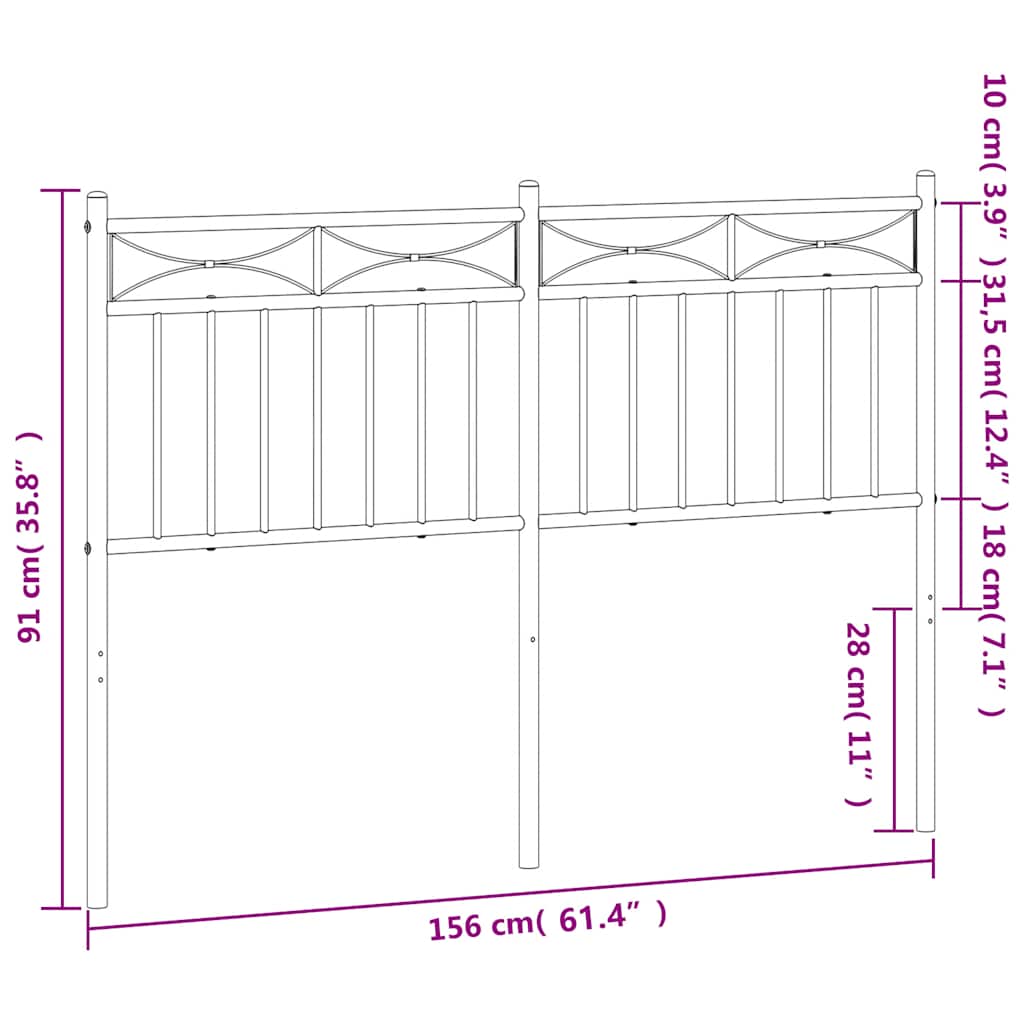 fehér fém csere fejtámla 150 cm