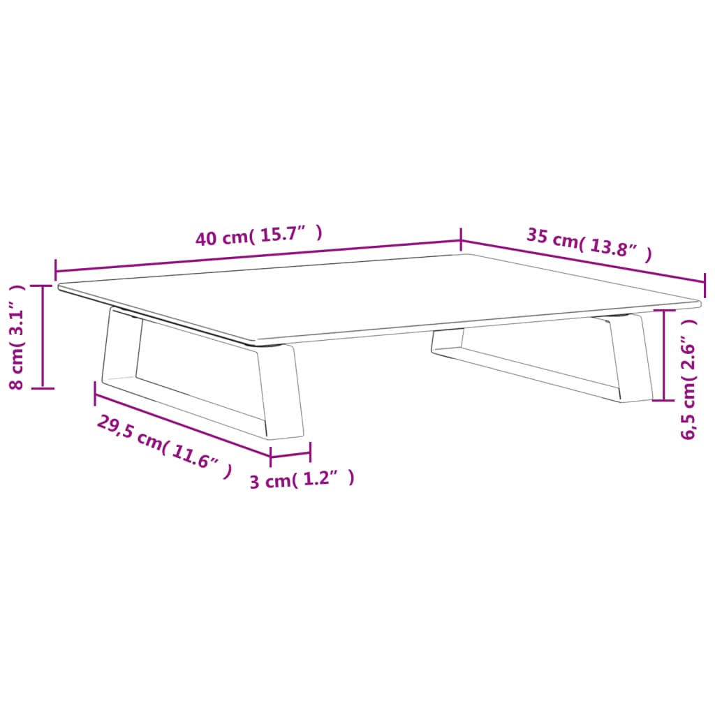 fekete edzett üveg és fém monitorállvány 40 x 35 x 8 cm