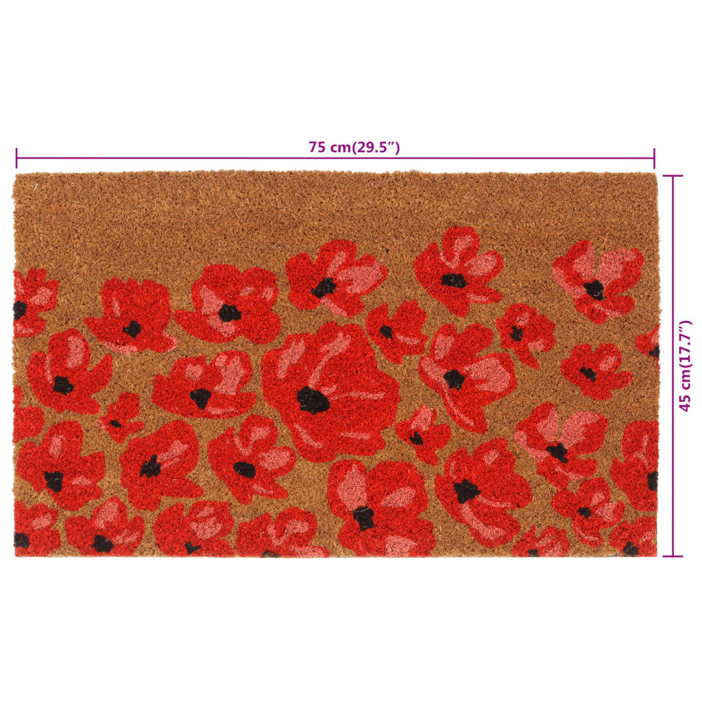 természetes színű rojtos kókuszrost lábtörlő 45 x 75 cm