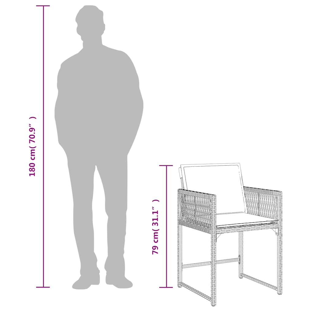 4 db szürke polyrattan kerti szék párnával