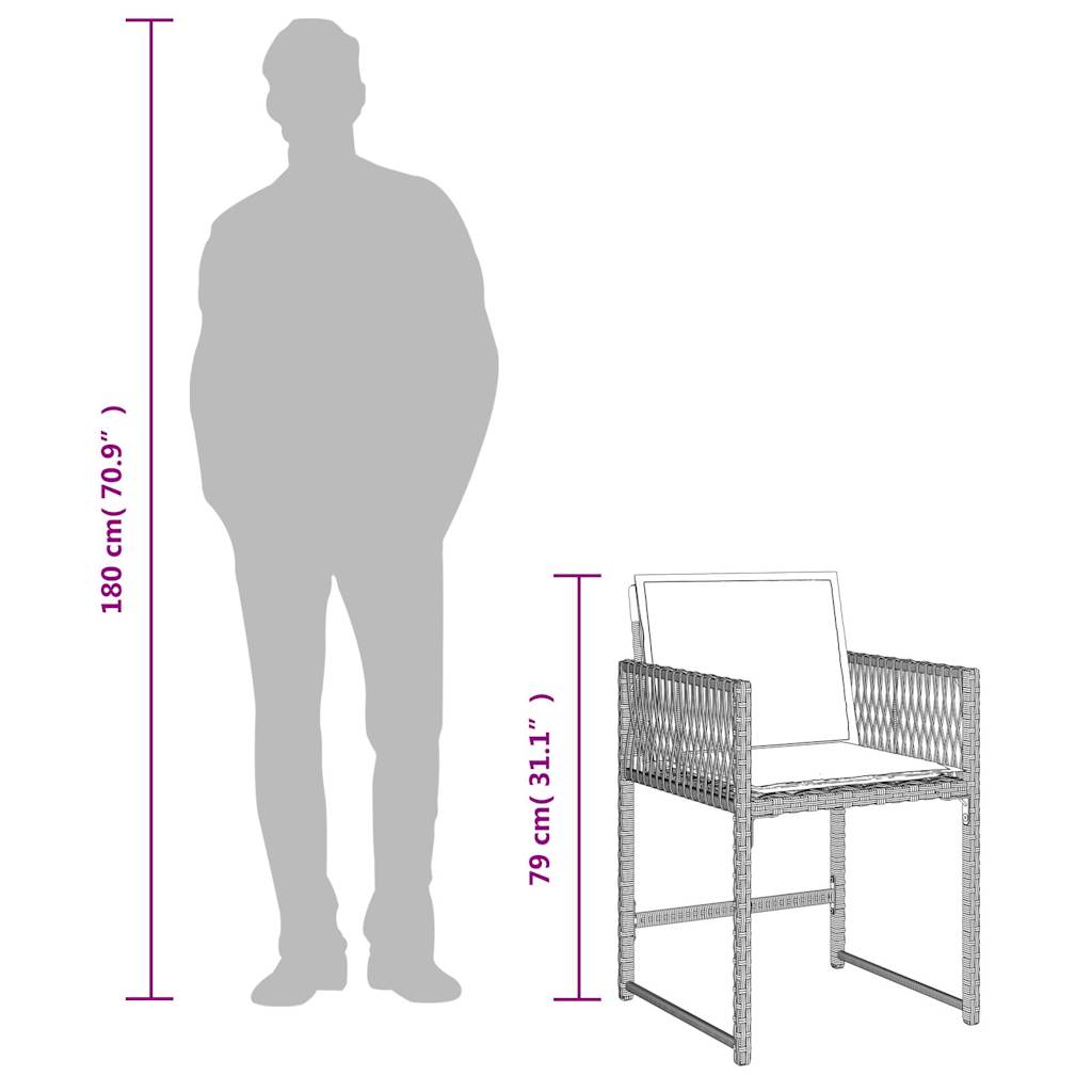 4 db világosszürke polyrattan kerti szék párnával