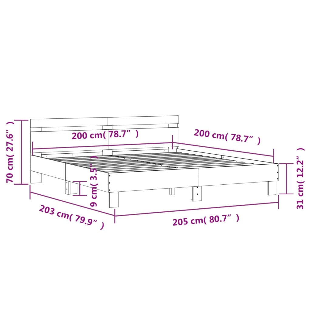 fekete szerelt fa ágykeret fejtámlával 200 x 200 cm