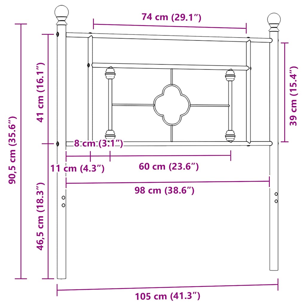 fekete fém csere fejtámla 100 cm