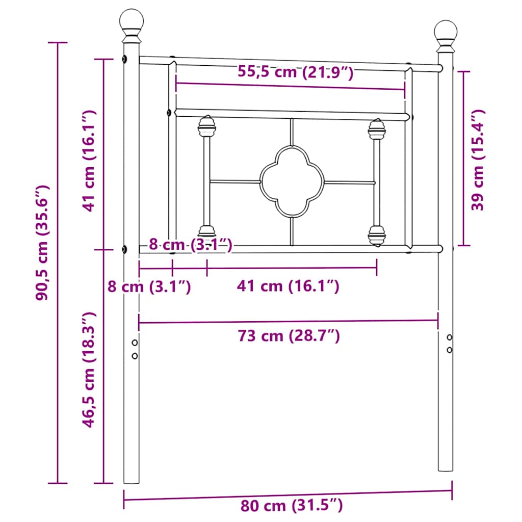 fehér fém csere fejtámla 75 cm