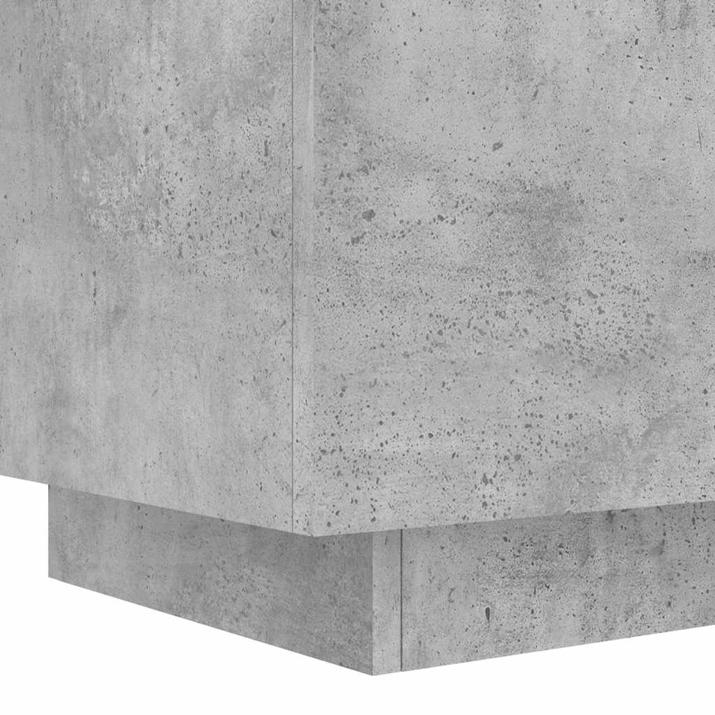 2 db betonszürke szerelt fa éjjeliszekrény LED-fényekkel