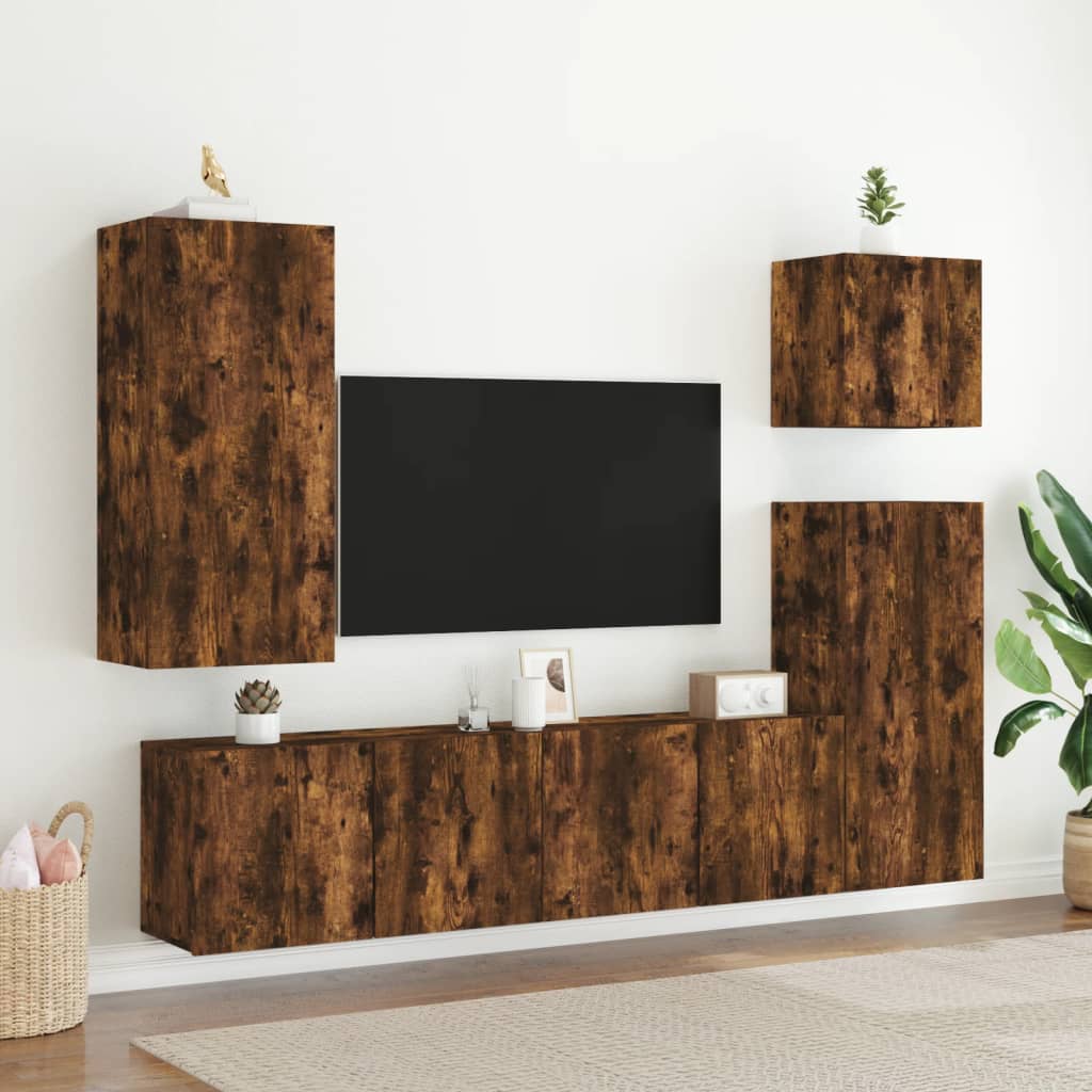 füstös tölgy színű falra szerelhető TV-szekrény 80x 30 x 41 cm