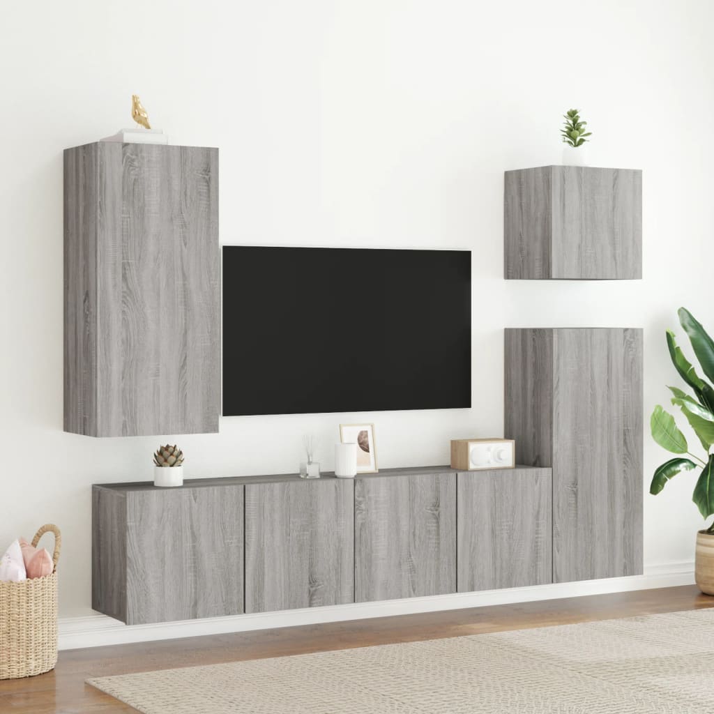 szürke sonoma színű falra szerelhető TV-szekrény 80 x 30 x 41cm