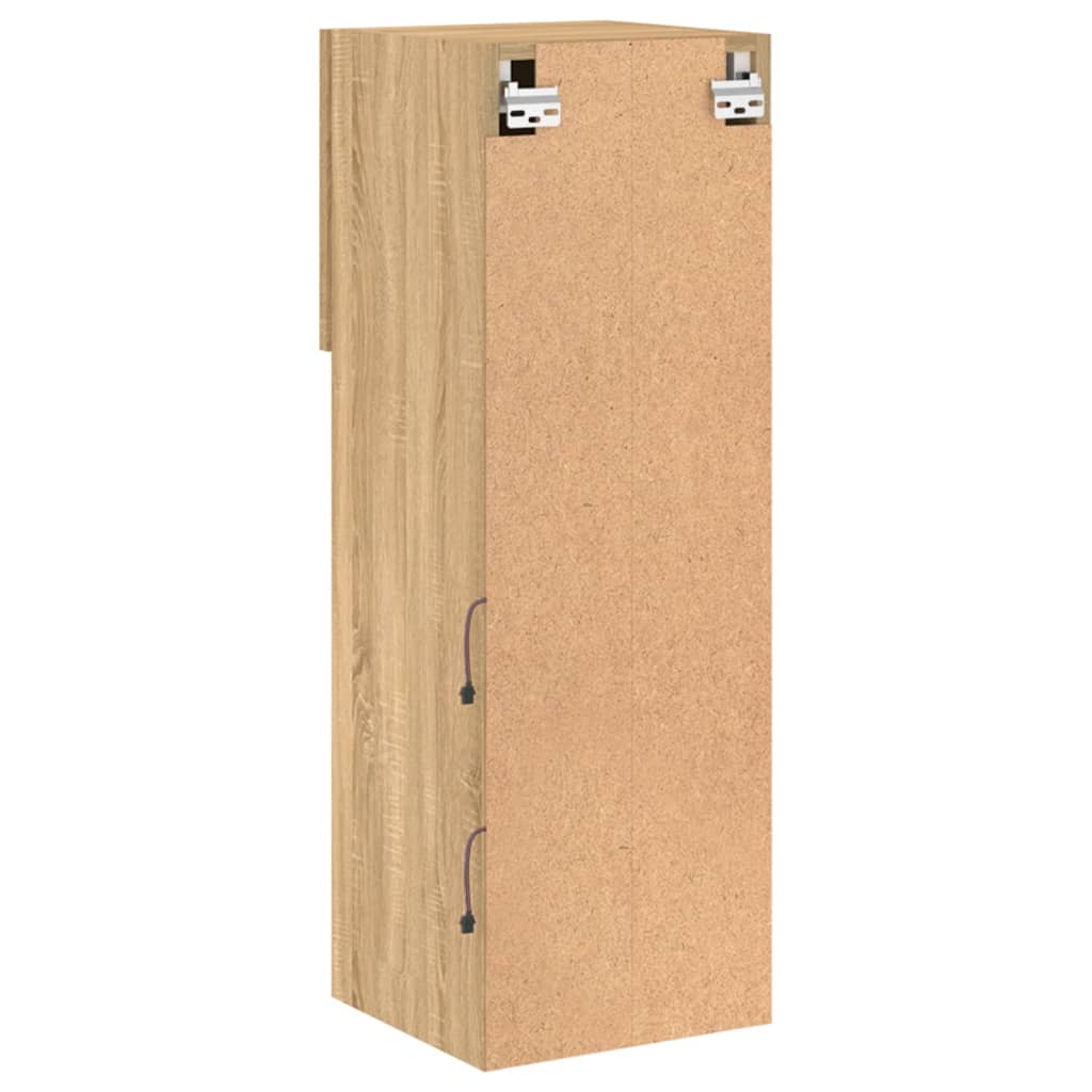 2 db sonoma tölgy színű TV-szekrény LED-ekkel 30,5x30x90 cm