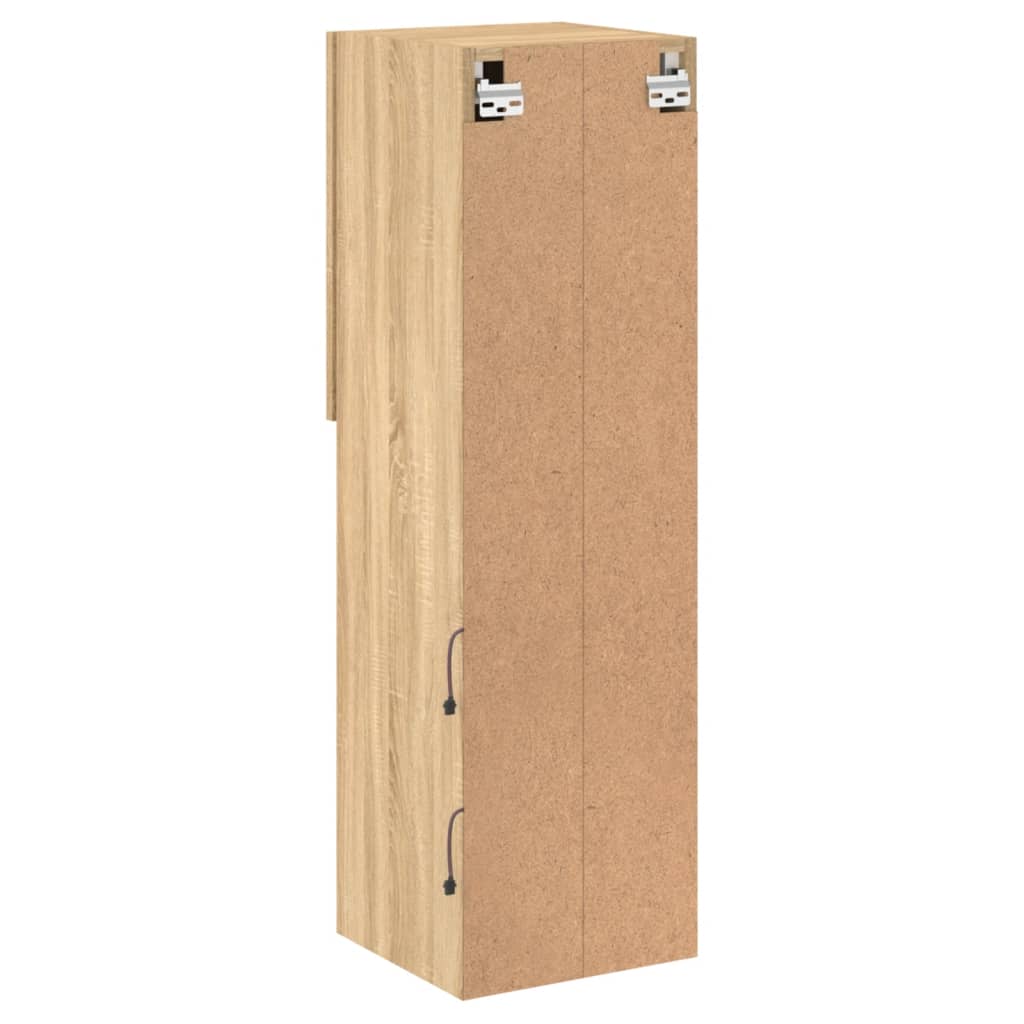 2 db sonoma tölgy színű TV-szekrény LED-ekkel 30,5x30x102 cm