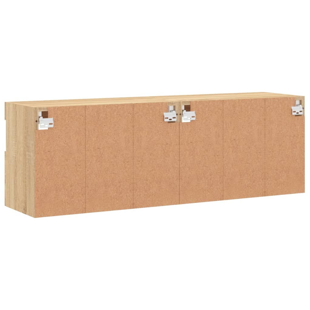 2 db sonoma tölgy színű fali TV-szekrény LED-del 60x30x40 cm