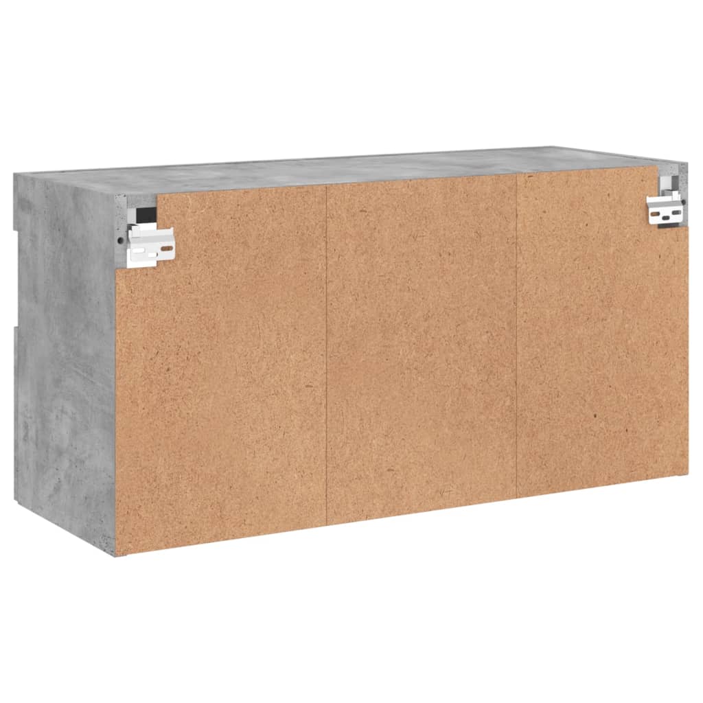 betonszürke falra szerelhető TV-szekrény LED-del 80x30x40 cm