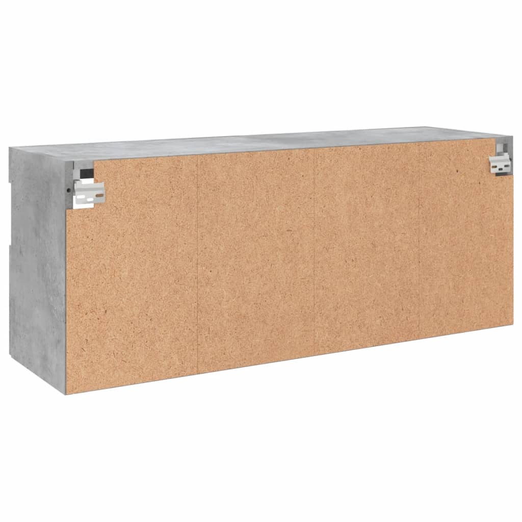 betonszürke falra szerelhető TV-szekrény LED-del 100x30x40 cm