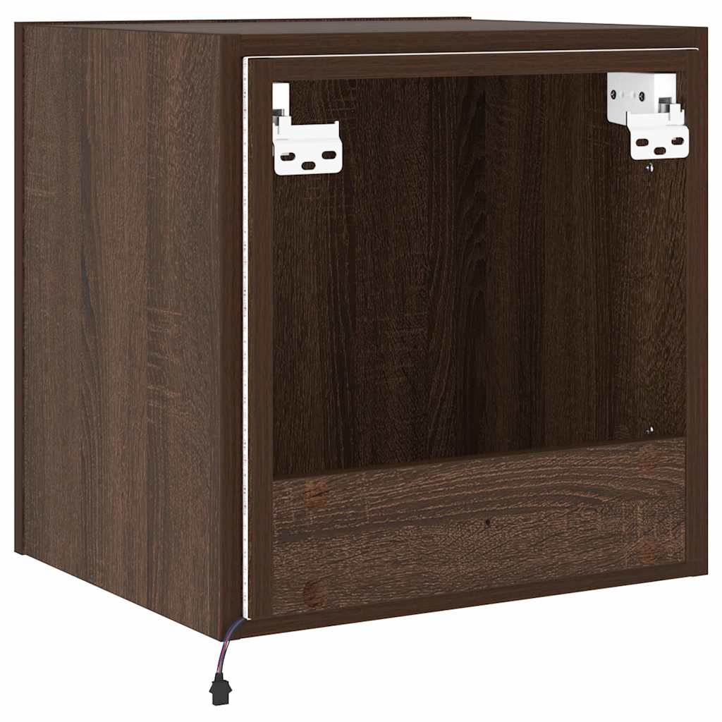 barna tölgyszínű fali TV-szekrény LED-del 40,5x35x40 cm