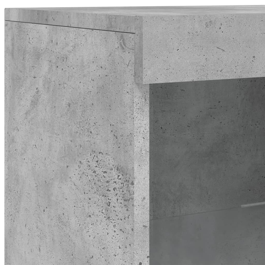 betonszürke tálalószekrény LED-világítással 162 x 37 x 100 cm