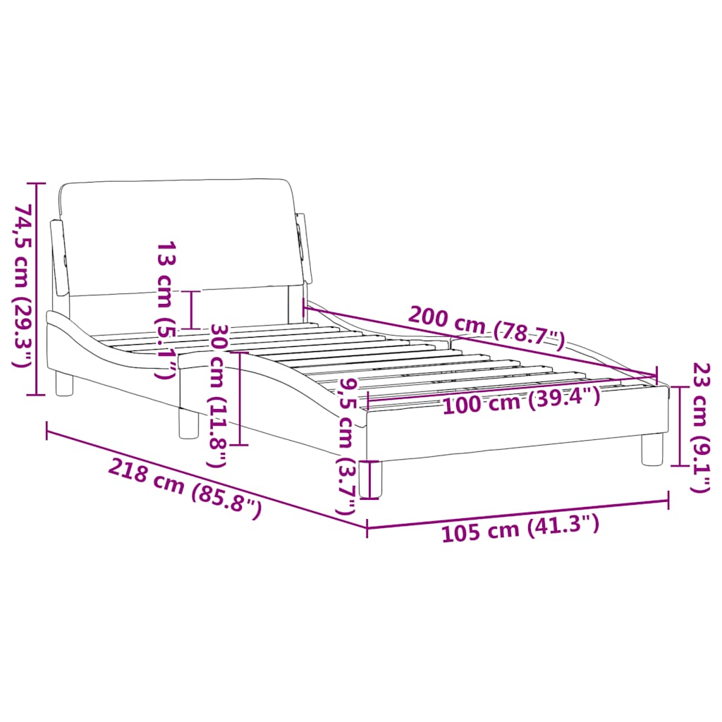 cappuccino színű műbőr ágykeret Dover 100x200 cm