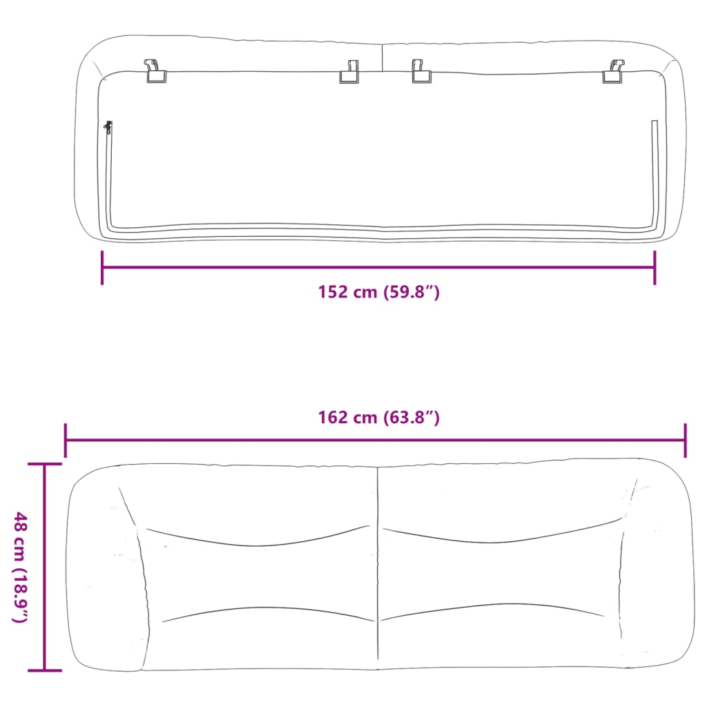 fekete műbőr fejtámla párna Hvar 152 cm
