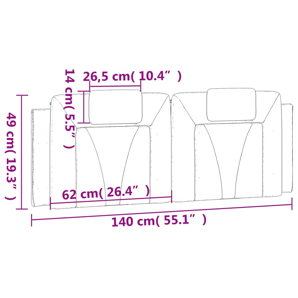 fehér és fekete műbőr fejtámla párna Viana 140 cm