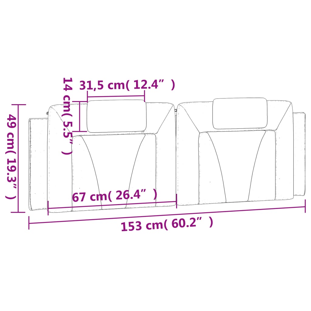 fekete és fehér műbőr fejtámla párna Viana 152 cm